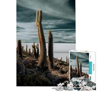 Rompecabezas de 1000 Piezas para Adultos Jardín de Cactus en el Salar de Uyuni Juguete Intelectual Juego Familiar Ideal para Parejas Un Gran Regalo para los Amantes de los Juegos (Tamaño 38x52cm)