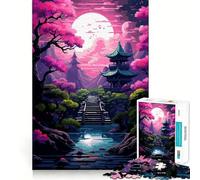 Rompecabezas de 1000 Piezas para Adultos Jardín de cerezos en Flor de Japón,Estilo Zen,Arte de Bordes precisos,Juego de lógica,diversión Relajante,Regalo Festivo y de Ocio (50x75cm)