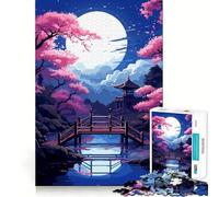 Rompecabezas de 1000 Piezas para Adultos,Jardín de Japón,Arte Zen pixelado,Juego de Bordes Afilados,Juego de Habilidad Mental,Juego Tranquilo, Relajante (38x26cm)