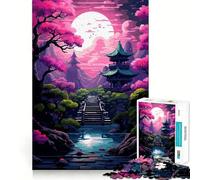 Rompecabezas de 1000 Piezas para Adultos,Jardín Sakura de Japón,Zen,Juego de Bordes Afilados,Juego de Habilidad Mental,Juego Tranquilo, Relajante (38x26cm)