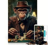 Rompecabezas de 1000 Piezas para Adultos Jefe,Dinero,Jugando al Póker,Diversión,Juego de lógica,Tiempo de Ocio,Escena navideña 50x75cm