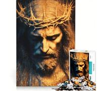 Rompecabezas de 1000 Piezas para Adultos: Jesucristo Abstracto con Corona de Espinas, Juego Imposible, desafío difícil, fortalece el Amor Entre Parejas 50x75cm