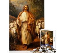 Rompecabezas de 1000 Piezas para Adultos Jesucristo el Buen Pastor Juego práctico Divertido y con Humor Juguete antiestrés para cumpleaños y Navidad (38x26cm)