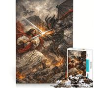 Rompecabezas de 1000 Piezas para Adultos Jesucristo luchando contra el Demonio Juego Educativo para Mejorar la Memoria cumpleaños y Navidad 38x52cm