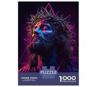 Rompecabezas De 1000 Piezas para Adultos Jesus Christ Neon Art Rompecabezas para Adultos Juegos Divertidos Desafío Difícil Interacción Entre Padres E Hijos 38x26cm/1000pcs