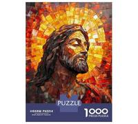 Rompecabezas De 1000 Piezas para Adultos Jesus Christ Stained Glass Mosaic Art Rompecabezas para Adolescentes Juego Práctico Desafío Difícil Regalo De Cumpleaños, Regalos, 52x38cm/1000pcs