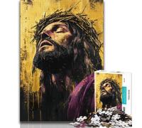 Rompecabezas de 1000 Piezas para Adultos, Jesús Dorado, desafío difícil para aliviar el estrés, interacción Entre Padres e Hijos 14 años 38x26cm