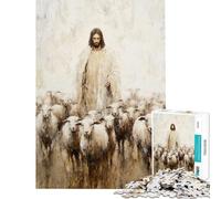 Rompecabezas de 1000 Piezas para Adultos Jesús el Buen Pastor Juguete Decorativo para Pared Ideal para la diversión Familiar Perfecto como Regalo (tamaño 38x26cm)