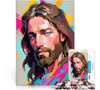 Rompecabezas de 1000 Piezas para Adultos Jesús en Colores neón Juguete Educativo de Aprendizaje Decoración artística del hogar 52x38cm