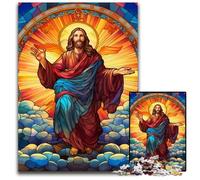 Rompecabezas de 1000 Piezas para Adultos Jesús en el Cielo, Rompecabezas de Madera, Juego Interactivo Familiar, Regalo Artesanal con Ilustraciones Coloridas, 50x75cm/19,68x29,52 Pulgadas