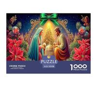Rompecabezas de 1000 Piezas para Adultos: Jesús en un Caballo Blanco: Pareja Junto a una Campana Brillante para Adultos y niños Mayores de 12 años + Regalo 52 x 38 cm/1000 Piezas