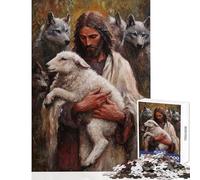 Rompecabezas de 1000 Piezas para Adultos Jesús y el Cordero Rompecabezas para Adolescentes Juegos relajantes Divertidos y Originales cumpleaños y Navidad (tamaño 38x26cm)