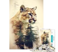 Rompecabezas de 1000 Piezas para Adultos Jigsaw Cougar Juego práctico de Aprendizaje Juguetes educativos Regalos de cumpleaños para Toda la Familia Tamaño 38x26cm