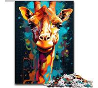 Rompecabezas de 1000 Piezas para Adultos, Jirafa Colorida de Madera, Mayores de 14 años, 50x75cm, Juego de ingenio para Adolescentes, Fiestas