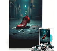 Rompecabezas de 1000 Piezas para Adultos Joker ︰ Zapato Rojo en el pavimento, Juegos de relajación, ensamblaje de Patrones, Lista de Deseos con Papá Noel 50x75cm