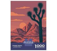 Rompecabezas De 1000 Piezas para Adultos Joshua Tree Desert Park National Retro Sunset Vector Art Print Rompecabezas para Adultos Juegos Relajantes Desafío Difícil Reducción del Estrés Regalos 70x50c
