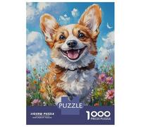 Rompecabezas De 1000 Piezas para Adultos Joyful Corgi in Bloom-2 Rompecabezas para Adultos Juguetes Antiestrés Corte De Precisión Actividades Divertidas En Casa 70x50cm/1000pcs