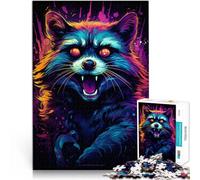 Rompecabezas de 1000 piezas para adultos Juego de reflexión sobre el mapache de 50 x 70 cm con póster y hoja de preguntas y respuestas para adolescentes de 14 años y más