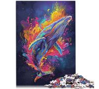 Rompecabezas de 1000 piezas para adultos juego de rompecabezas ballena colorido extraño 26x38cm regalos para amigos y familiares para mayores de 14 años