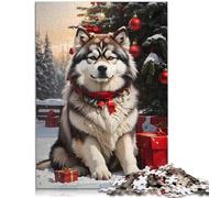 Rompecabezas de 1000 piezas para adultos, juego desafiante para perros de Navidad de Alaska, 14.95 x 20.47 pulgadas, cada pieza es única, desafiante juego divertido familiar