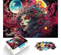 Rompecabezas de 1000 piezas para adultos, juego divertido de diablo femenino de color japonés ideal como regalo para toda la familia de 14.95 x 20.47 pulgadas