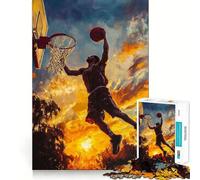 Rompecabezas de 1000 Piezas para Adultos Jugador de Baloncesto Haciendo Mates,Juego de Corte sin Costuras,Juego de ingenio,Juego Casual, (50x75cm)