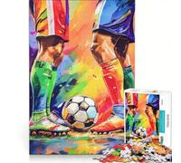 Rompecabezas de 1000 Piezas para Adultos Jugadores de fútbol en acción con Estilo pictórico Juegos relajantes desafiante para completar Lista de Deseos con Papá Noel 50x75cm