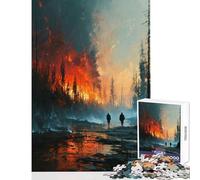 Rompecabezas de 1000 Piezas para Adultos Juguete de Caminantes de Incendios forestales decoración de Pared Gran Regalo para Juegos Juego Imposible interacción Entre Padres e Hijos tamaño 50x75cm