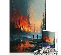 Rompecabezas de 1000 Piezas para Adultos Juguete de Caminantes de Incendios forestales decoración de Pared Gran Regalo para Juegos Juego Imposible interacción Entre Padres e Hijos tamaño 38x52cm