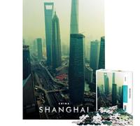 Rompecabezas de 1000 Piezas para Adultos Juguete de la Ciudad de Shanghái Juego Intelectual Juego Familiar Ideal para Parejas Amantes de los Juegos (tamaño 50x75cm)