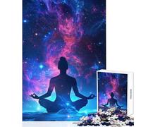 Rompecabezas de 1000 Piezas para Adultos Juguete de meditación de Yoga cósmico decoración de Pared Gran Regalo para Juegos Juego Imposible interacción Entre Padres e Hijos tamaño 38x52cm