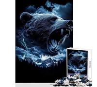 Rompecabezas de 1000 Piezas para Adultos Juguete de Rugido de Oso Grizzly decoración de Pared Gran Regalo para Juegos Juegos de relajación Mejora del Amor Entre Parejas tamaño 38x52cm
