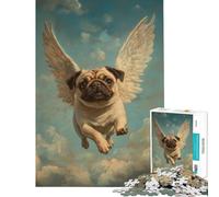 Rompecabezas de 1000 Piezas para Adultos Juguete Pug Angel Juego Intelectual Juego Imposible para Toda la Familia Regalos para Mujeres y Hombres (tamaño 38x52cm)