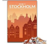 Rompecabezas de 1000 Piezas para Adultos, Juguetes de Entretenimiento Familiar de Estocolmo con póster a Juego y Hoja de Trivia (26x38cm) 1000 Piezas