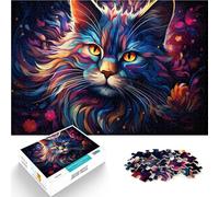 Rompecabezas de 1000 piezas para adultos, juguetes educativos y educativos en forma de gato colorido con póster y hoja de preguntas y respuestas 14.96" x 20.47"