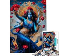 Rompecabezas de 1000 Piezas para Adultos Kali Diosa hindú Vestida de Azul Divertidos Juegos de Rompecabezas para Adultos Regalos Originales y Divertidos para Amigos y Familiares (tamaño 50x75cm)