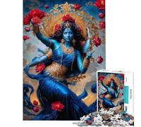 Rompecabezas de 1000 Piezas para Adultos Kali Diosa hindú Vestida de Azul Rompecabezas antiestrés para Adultos Que Mejora la Memoria Un Reto para completar (tamaño 38x52cm)