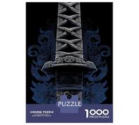 Rompecabezas De 1000 Piezas para Adultos Katana Sword Hilt with Floral Design Rompecabezas para Adolescentes Juego Práctico Desafío Difícil Regalo De Cumpleaños, Regalos, 38x26cm/1000pcs