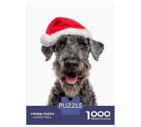 Rompecabezas De 1000 Piezas para Adultos Kerry Blue Terrier Dog with Santa Hat on White Rompecabezas para Adultos Juego De Ingenio Desafío Difícil Desafiante De Completar 52x38cm/1000pcs