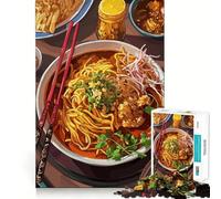 Rompecabezas de 1000 Piezas para Adultos Khao SOI,Plato de Fideos del Norte de Tailandia,Arte de Corte preciso,desafío Inteligente,Juego para el Tiempo Libre,decoración navideña para la Pared 38x26cm