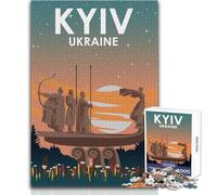 Rompecabezas de 1000 Piezas para Adultos, Kiev, Ucrania de Noche, Juegos Familiares, Mejora la Memoria, Juguetes antiestrés, tamaño 38x52cm