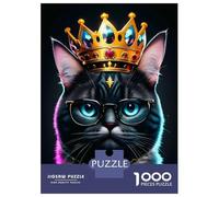 Rompecabezas De 1000 Piezas para Adultos King Black Cat Neon Rompecabezas para Adultos Juguetes Antiestrés Decoración Perfecta Cumpleaños Y Navidad 70x50cm/1000pcs