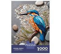 Rompecabezas De 1000 Piezas para Adultos Kingfisher Mosaic Art with Stones Rompecabezas para Adultos Juego Familiar Decoración De Pared Gran Regalo para Jugar 38x26cm/1000pcs