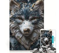 Rompecabezas de 1000 Piezas para Adultos Kintsugi Lobo Azul Solitario, Juego Relajante, Corte de precisión, Ideal para Decorar el Escritorio 38x26cm