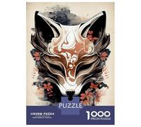 Rompecabezas De 1000 Piezas para Adultos Kitsune Fox Mask Ink Wash Rompecabezas para Adultos Juguetes Antiestrés Decoración Perfecta Cumpleaños Y Navidad 52x38cm/1000pcs