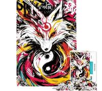 Rompecabezas de 1000 Piezas para Adultos Kitsune Yin Yang Rompecabezas para Adolescentes Mejora la Memoria Desafío Educativo Juego de desafío único 38x52cm