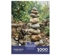 Rompecabezas De 1000 Piezas para Adultos Kitten Playing with Stacked Stones Rompecabezas para Adultos Juegos Relajantes Pero Divertidos Y Humorísticos Desafiante De Completar 52x38cm/1000pcs
