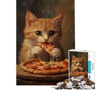 Rompecabezas de 1000 Piezas para Adultos Kitty's Pizza Feast Rompecabezas para Adolescentes Patrón de Montaje difícil y desafiante Juego desafiante para Toda la Familia 38x26cm