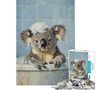 Rompecabezas de 1000 Piezas para Adultos Koala a la Hora del baño Divertido Rompecabezas para Adolescentes Corte de precisión Entrena tu Cerebro y Tus Manos Juguetes educativos 50x75cm