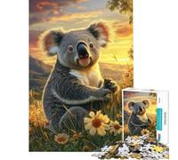 Rompecabezas de 1000 Piezas para Adultos Koala en un Campo de Flores al Atardecer Rompecabezas para Adolescentes Mejora la Memoria Desafío Educativo Juego de desafío único 50x75cm